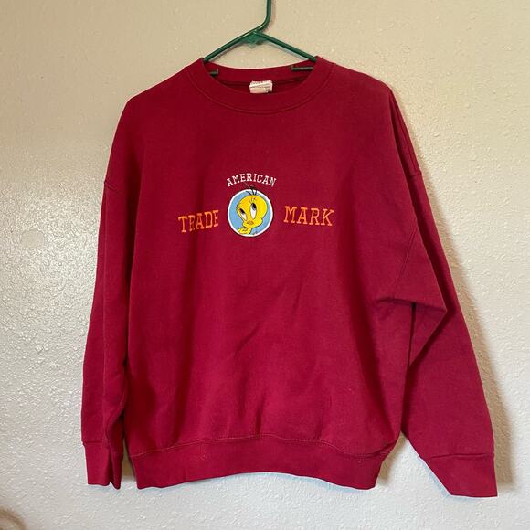 Looney Tunes Tweety XL Red Sweatshirt Vintage Pullover Long Sleeve Top Shirt - Picture 6 of 6